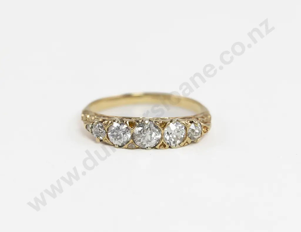 Victorian 18ct Three Stone Sapphire and Diamond Bridge Ring Image 1++