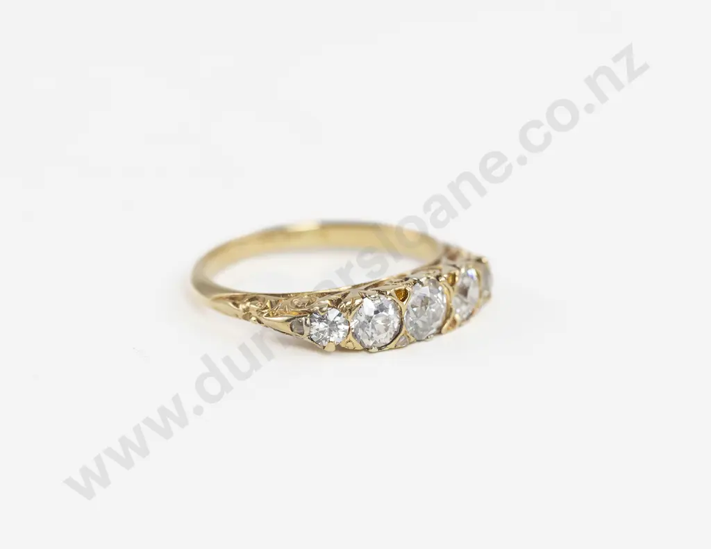 Victorian 18ct Three Stone Sapphire and Diamond Bridge Ring Image 1++