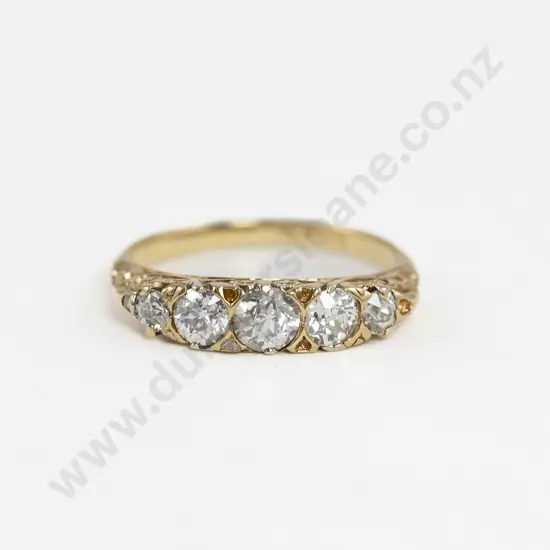Victorian 18ct Three Stone Sapphire and Diamond Bridge Ring