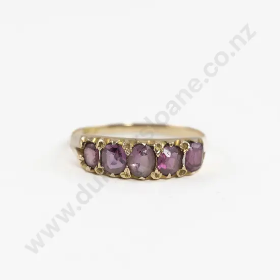 Victorian 15ct Five Stone Amethyst Bridge Ring