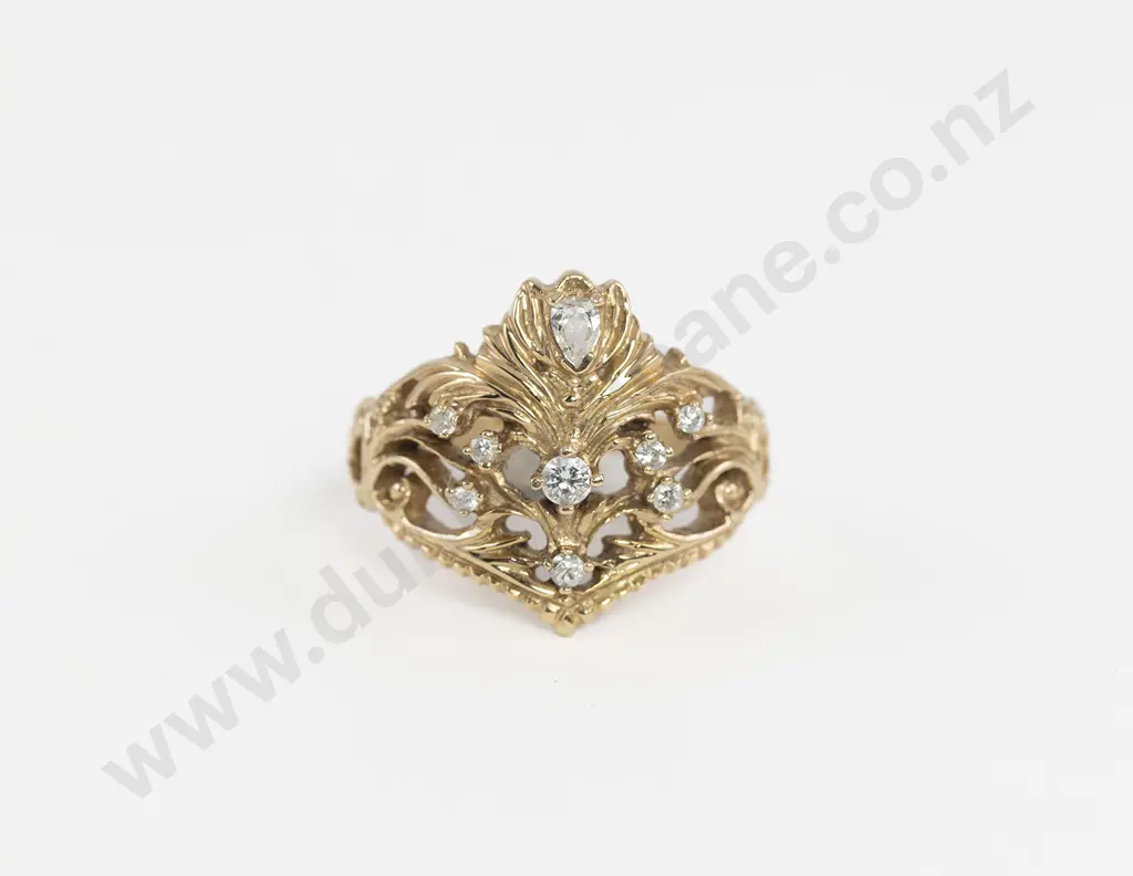 14ct Nine Stone Diamond Coronet Ring Image 1++