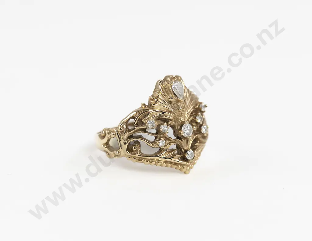 14ct Nine Stone Diamond Coronet Ring Image 1++
