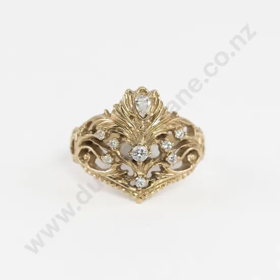 14ct Nine Stone Diamond Coronet Ring