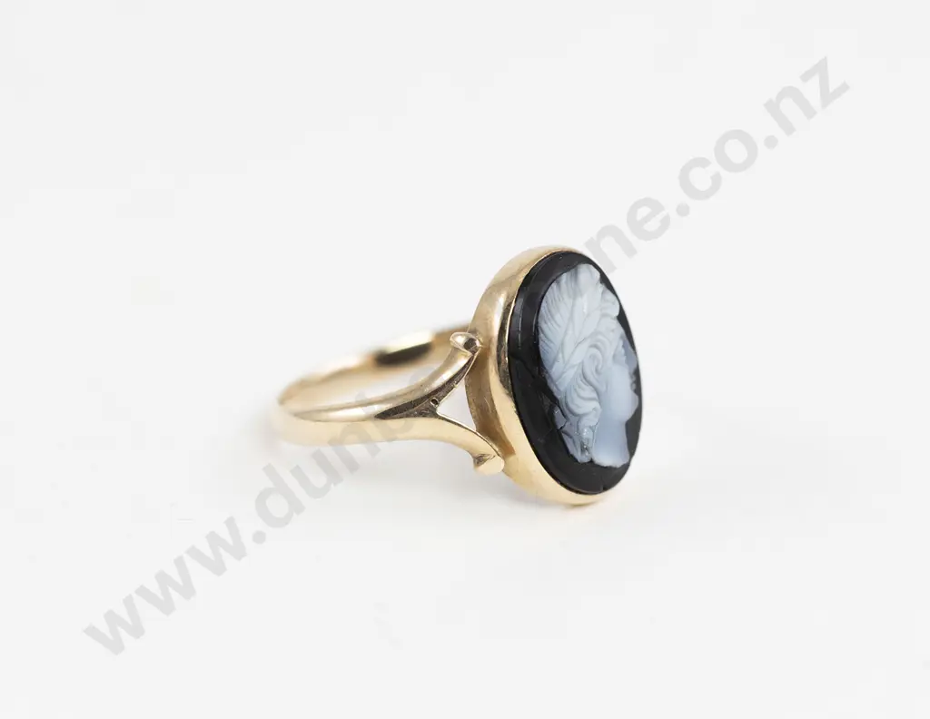 Victorian 15ct Sardonyx Hardstone Portrait Cameo Ring Image 1++