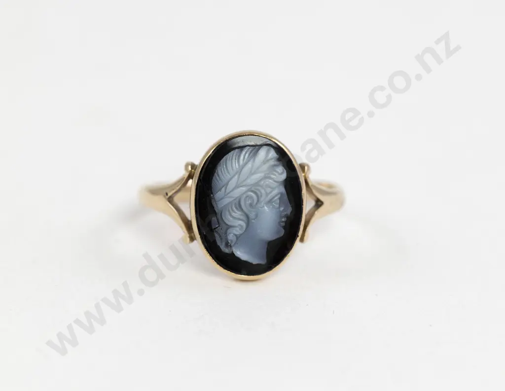 Victorian 15ct Sardonyx Hardstone Portrait Cameo Ring Image 1++