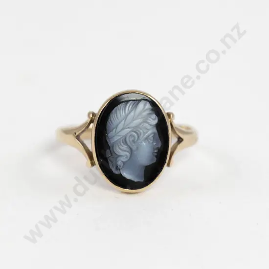 Victorian 15ct Sardonyx Hardstone Portrait Cameo Ring