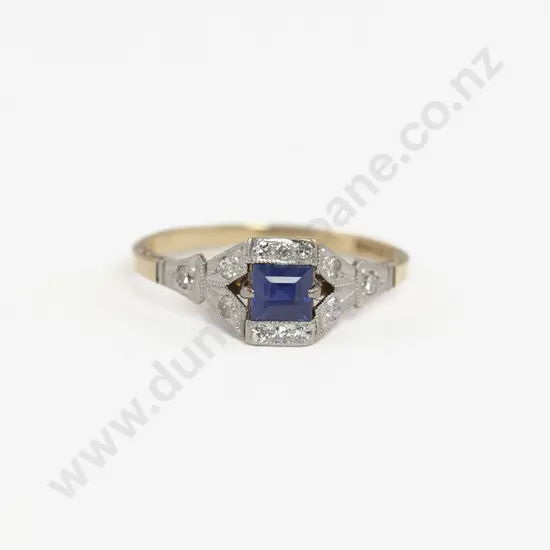 18ct & Platinum 13stone Sapphire & Diamond Cluster Ring