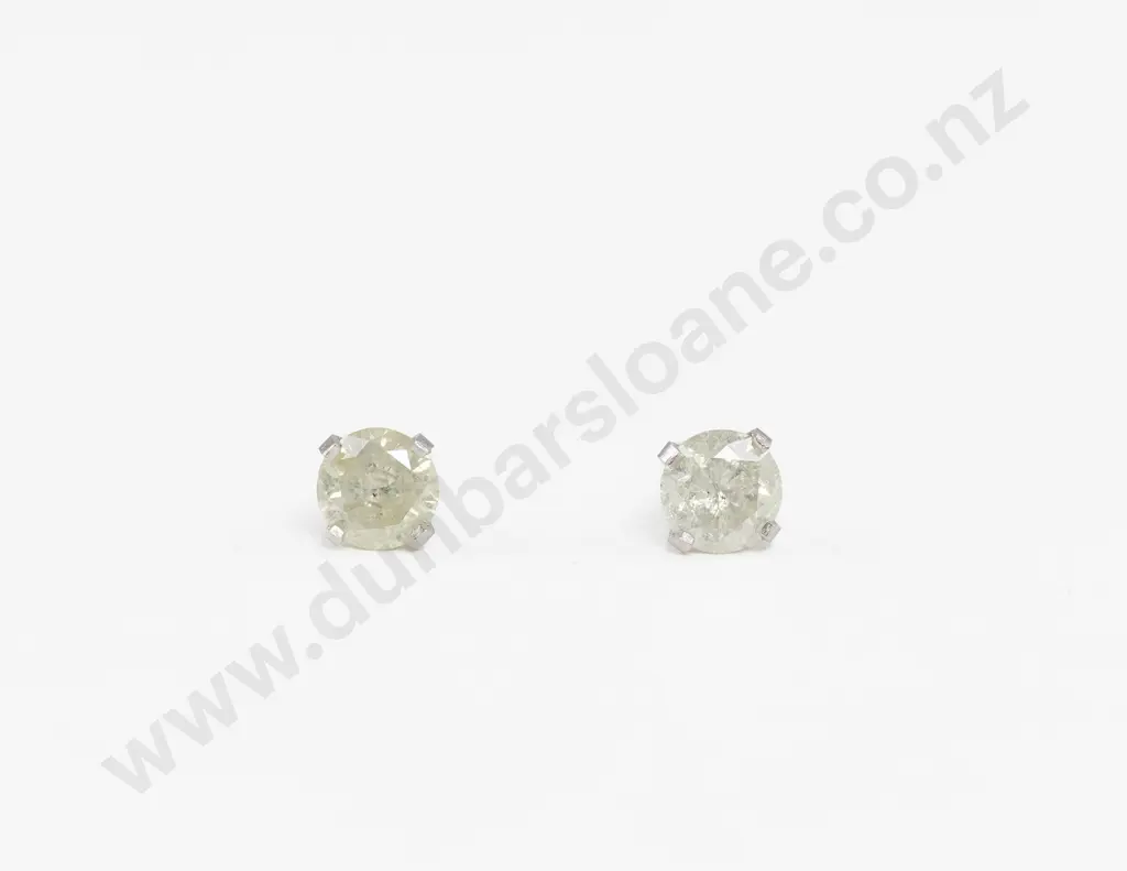 Pair 14ct White Gold Solitaire Diamond Stud Earrings Image 1++
