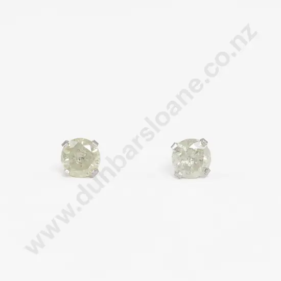 Pair 14ct White Gold Solitaire Diamond Stud Earrings