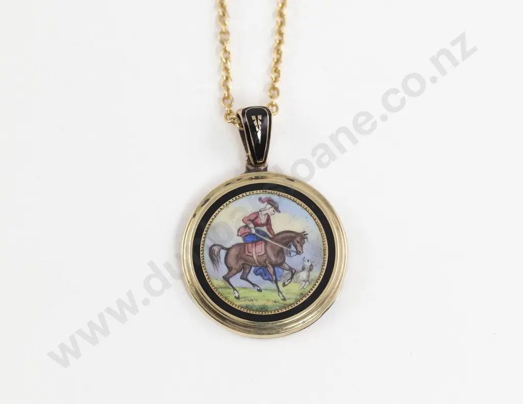 Late C19th French 9ct and Enamel Pendant Image 1++