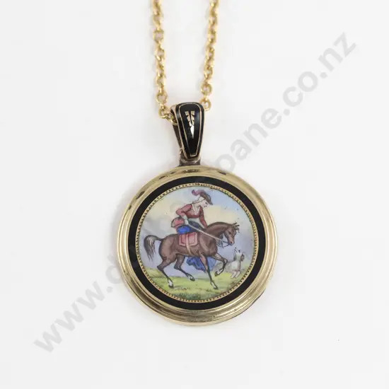 Late C19th French 9ct and Enamel Pendant