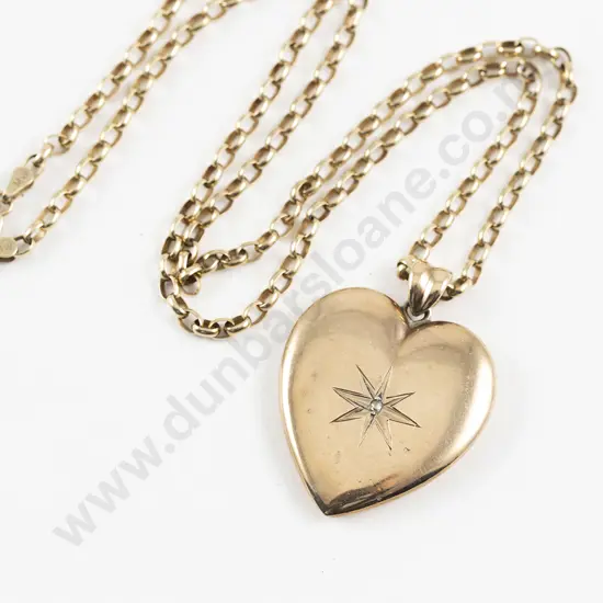 9ct Trace Link Neck Chain with Heart Pendant