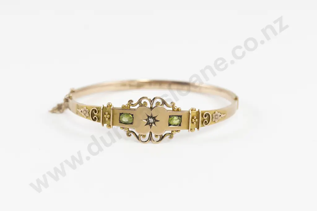 Edwardian Fancy 9ct Hinged Snap Bangle Image 1++
