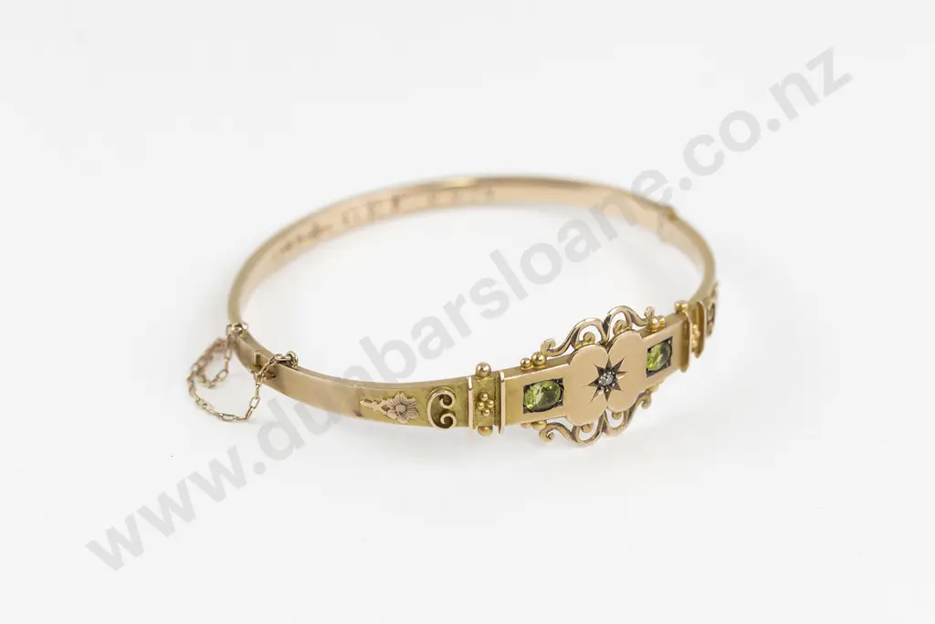Edwardian Fancy 9ct Hinged Snap Bangle Image 1++