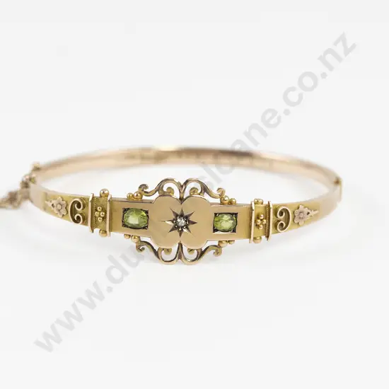 Edwardian Fancy 9ct Hinged Snap Bangle