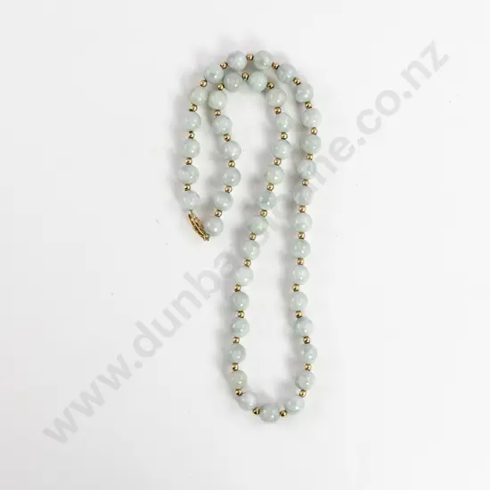 Single Strand Uniform Grey/Green Jade Bead Necklace