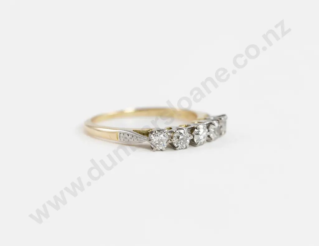 18ct & Platinum Five Stone Diamond Bridge Ring Image 1++