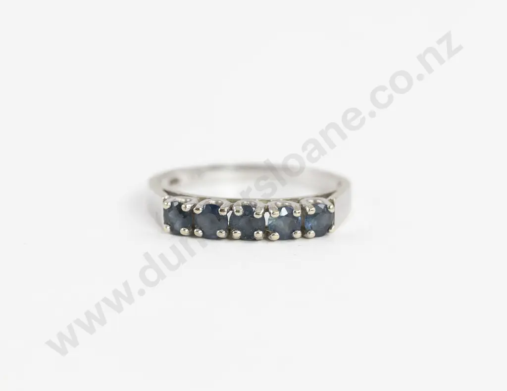 14ct White Gold Five Stone Sapphire Bridge Ring Image 1++