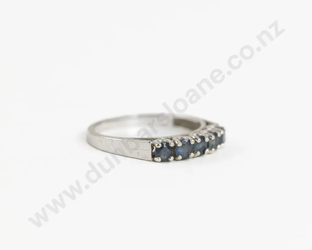14ct White Gold Five Stone Sapphire Bridge Ring Image 1++