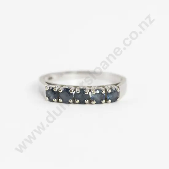 14ct White Gold Five Stone Sapphire Bridge Ring