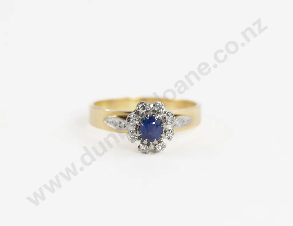 18ct Nine Stone Sapphire and Diamond Cluster Ring Image 1++