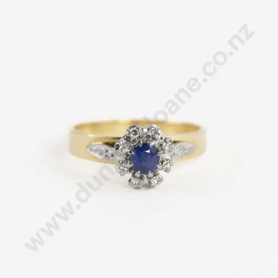 18ct Nine Stone Sapphire and Diamond Cluster Ring