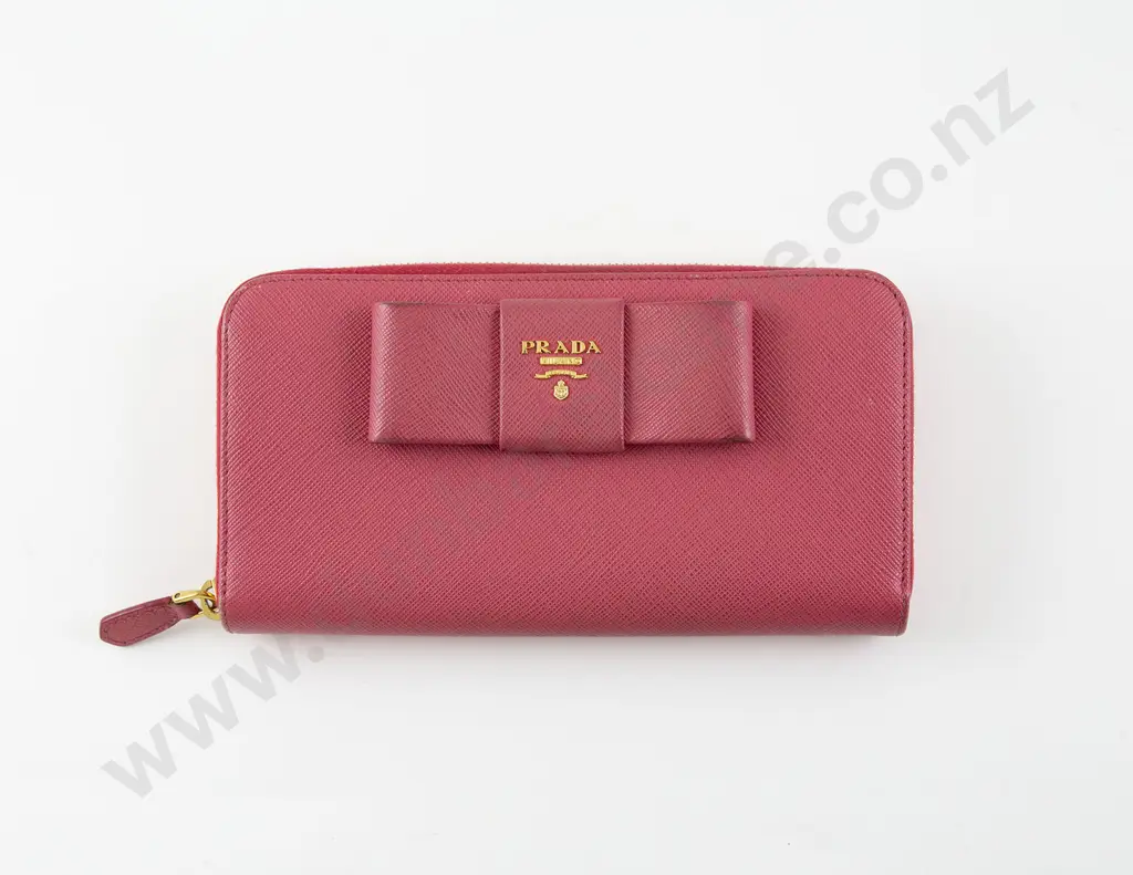 Prada Pink Bow Leather Wallet Image 1++