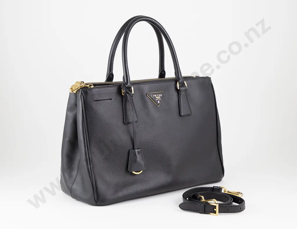 Black Prada Saffiano Lux Galleria Satchel Image 1++