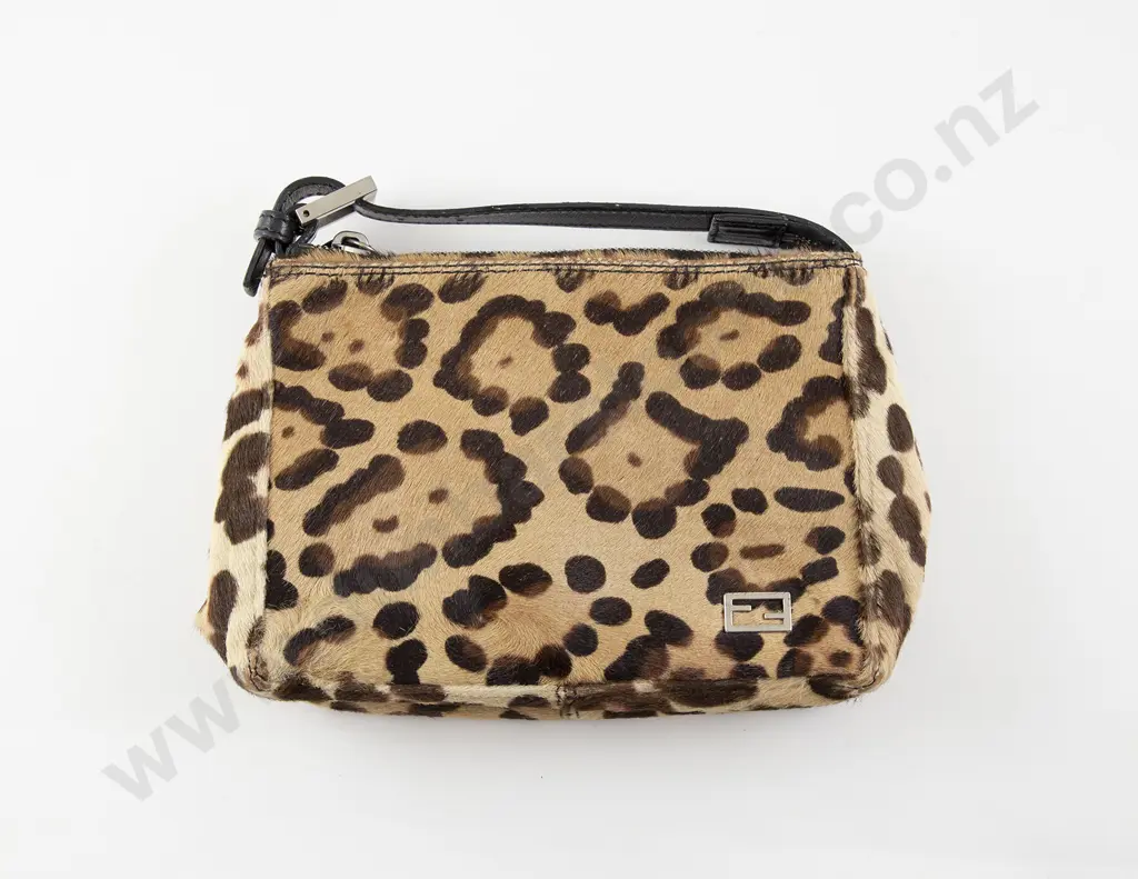 Fendi Leopard Print Horsehair Toiletry Bag Image 1++