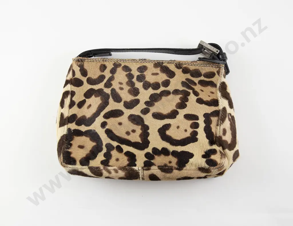 Fendi Leopard Print Horsehair Toiletry Bag Image 1++