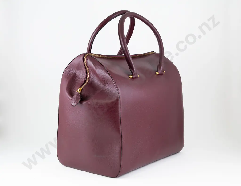 Cartier Burgundy Leather Travel Bag Image 1++