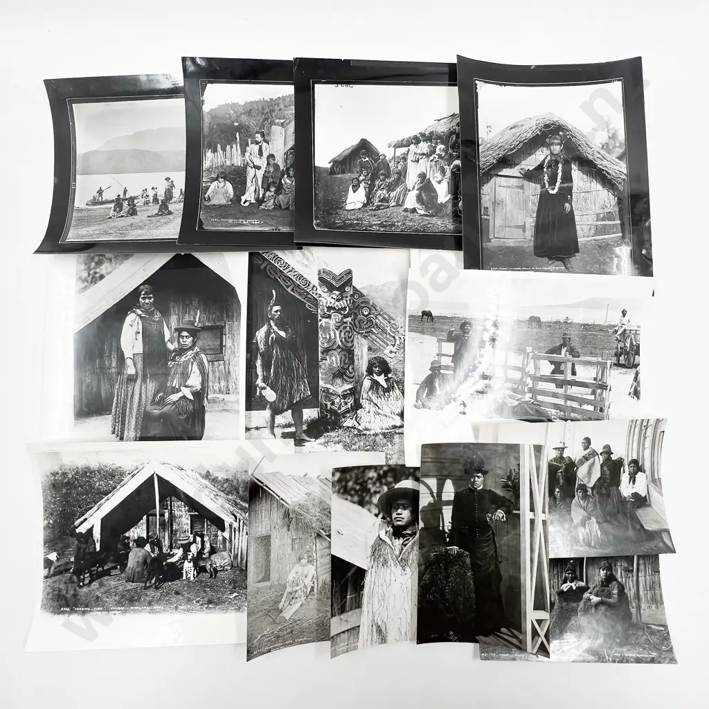 14 Māori Subject B/W Photographic Prints together with two period sepia prints Image 1++
