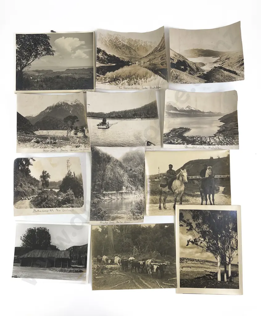 16 B/W Photographic Prints incl. Burton Bros. of NZ Subjects and Various Vintage Image 1++