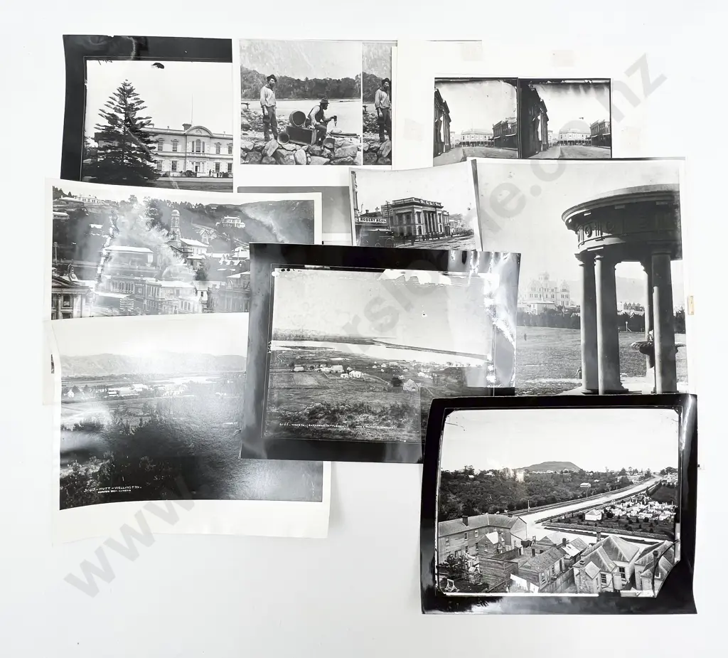 16 B/W Photographic Prints incl. Burton Bros. of NZ Subjects and Various Vintage Image 1++
