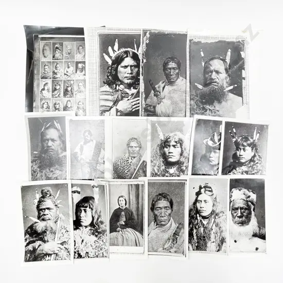 38 J. Bragge B/W Photographic Reproduced Prints of Māori Portraits and Wellington Views