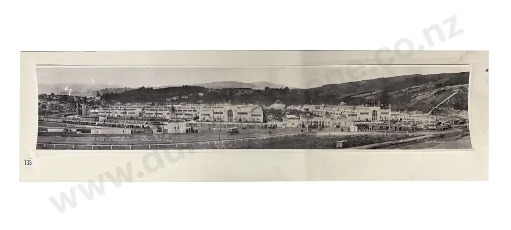 B/W Mounted Panoramic Photograph of South Seas Exhibition 1925-26 Image 1++