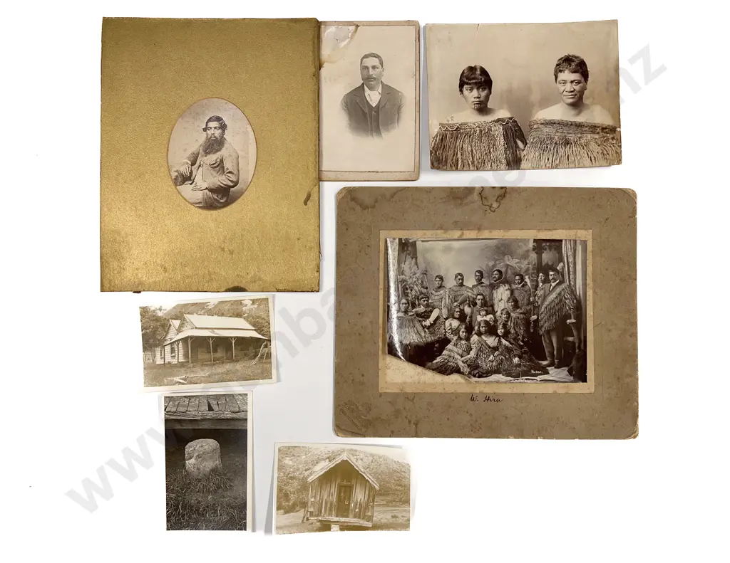 Five Late C19th Maori Studio Portrait Studies together with five large scale reproduced portraits Image 1++