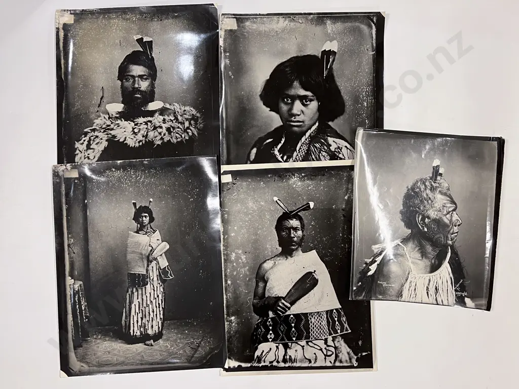 Five Late C19th Maori Studio Portrait Studies together with five large scale reproduced portraits Image 1++