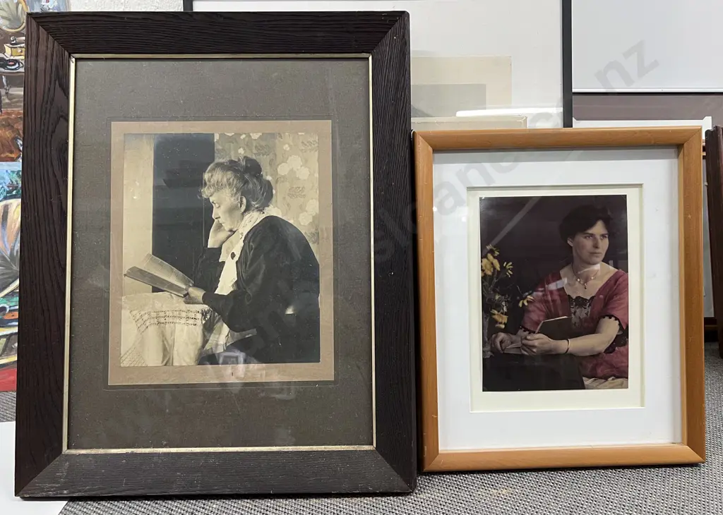 Three Framed Portrait Photographs & Vintage Print Image 1++