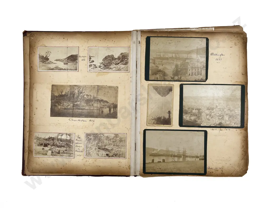 Late C19th Scrap Book Album Containing NZ Scenic & Town Views (glued down) Image 1++