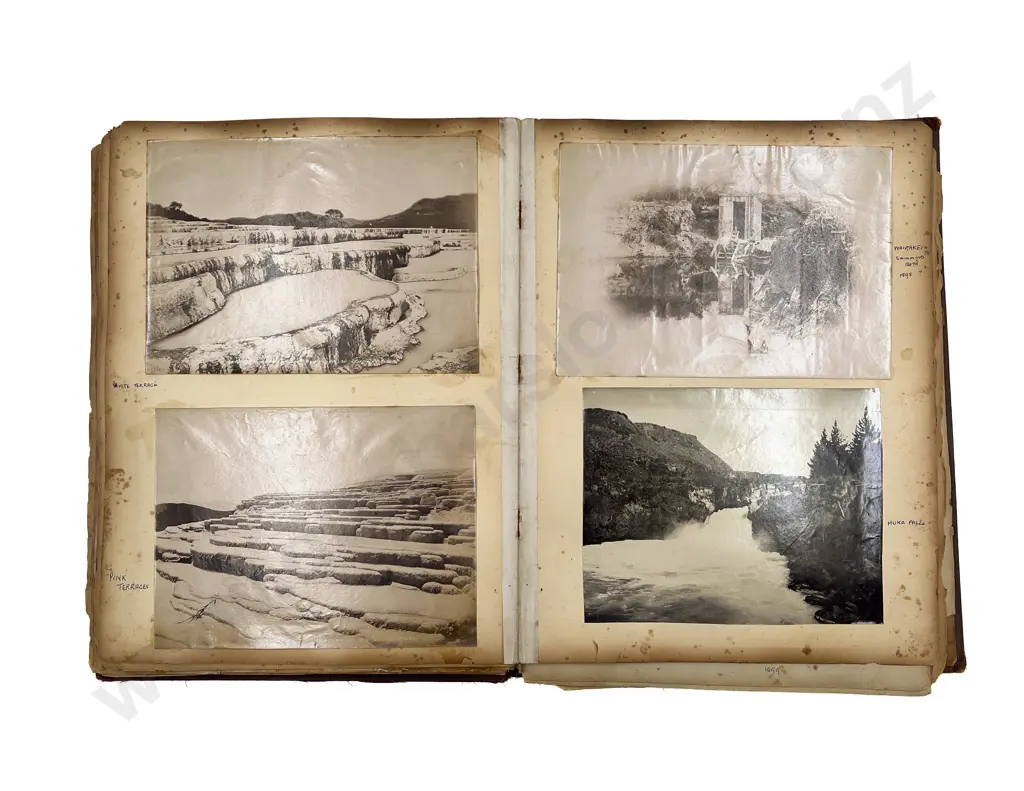 Late C19th Scrap Book Album Containing NZ Scenic & Town Views (glued down) Image 1++