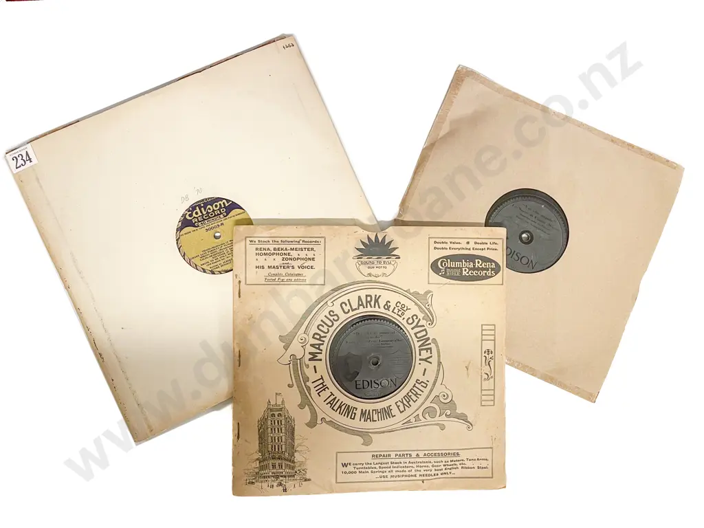 Three Edison Gramophone Records One Gold Label Forty Minute Image 1++