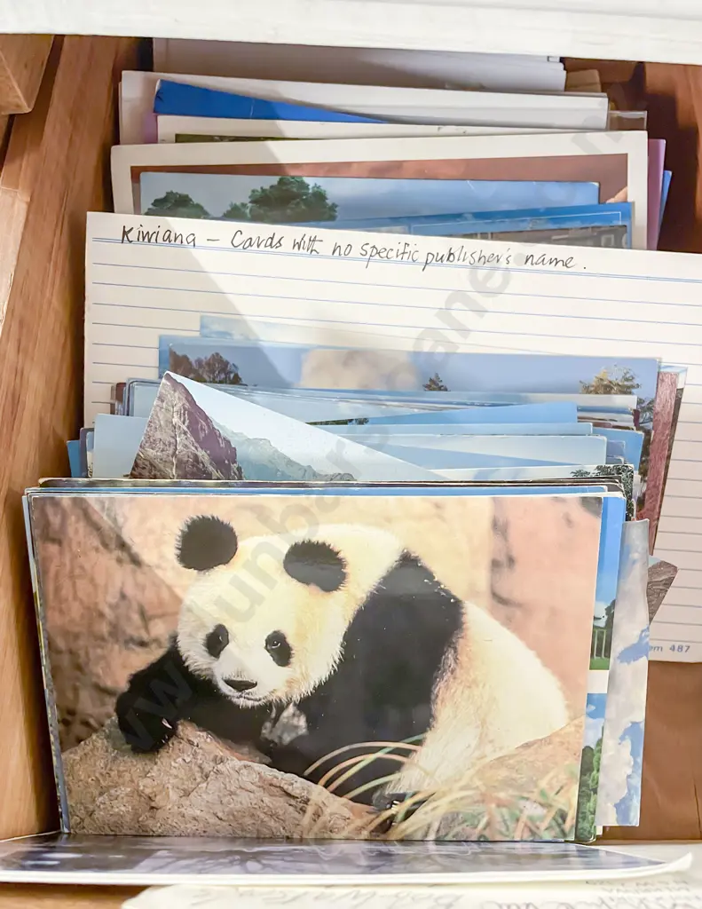Colonial Oak Four Drawer Filing Box with Postcards Image 1++