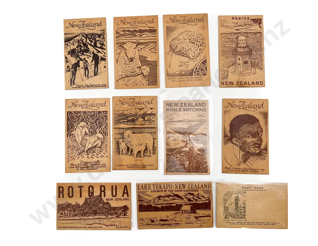 Eleven Vintage On Wood NZ Tourist Postcards Image 1++