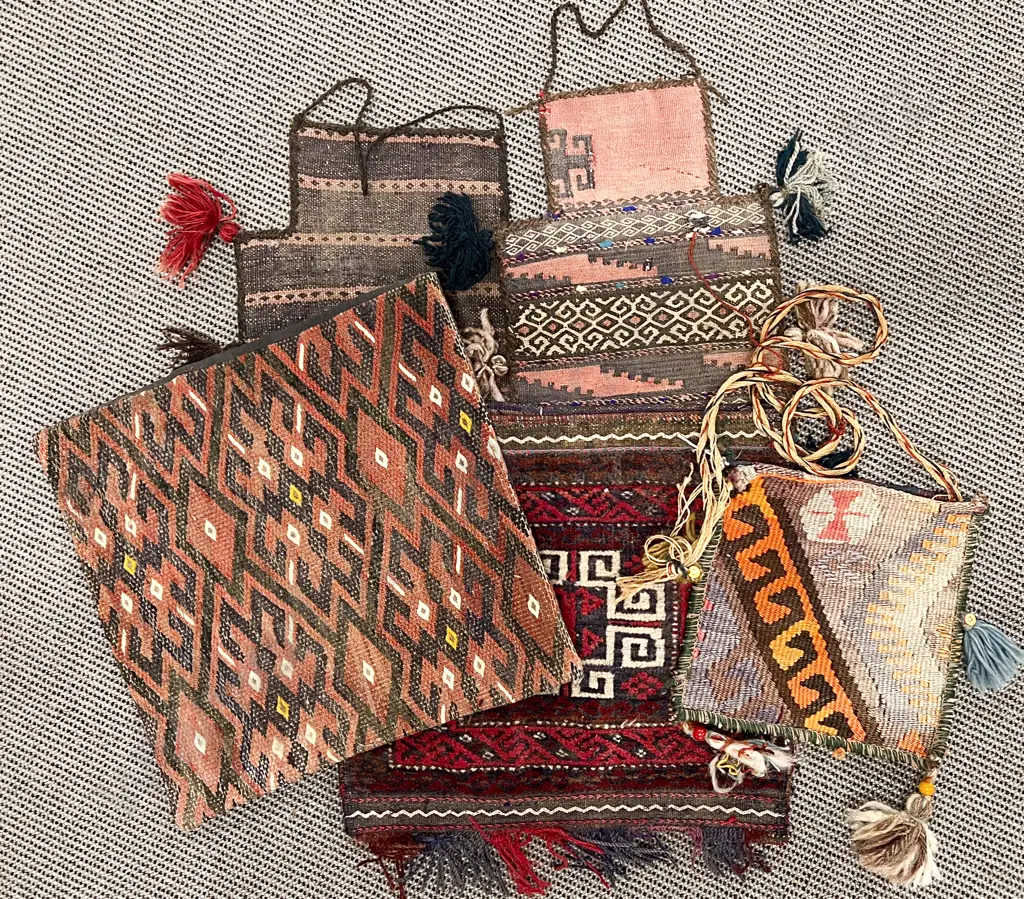 Two Kilim Salt Bags with Two Cushion Covers and Shoulder Bag Image 1++