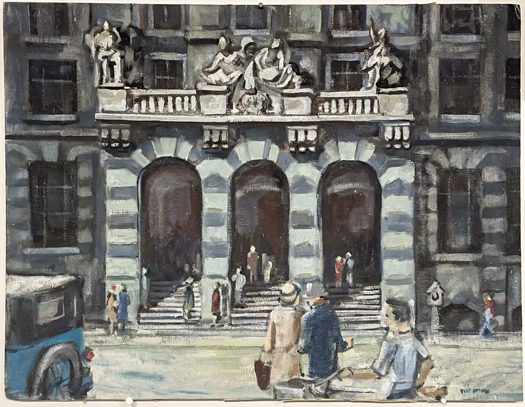 William Main (1934 - 2023) - Street Scene (unframed) Image 1++