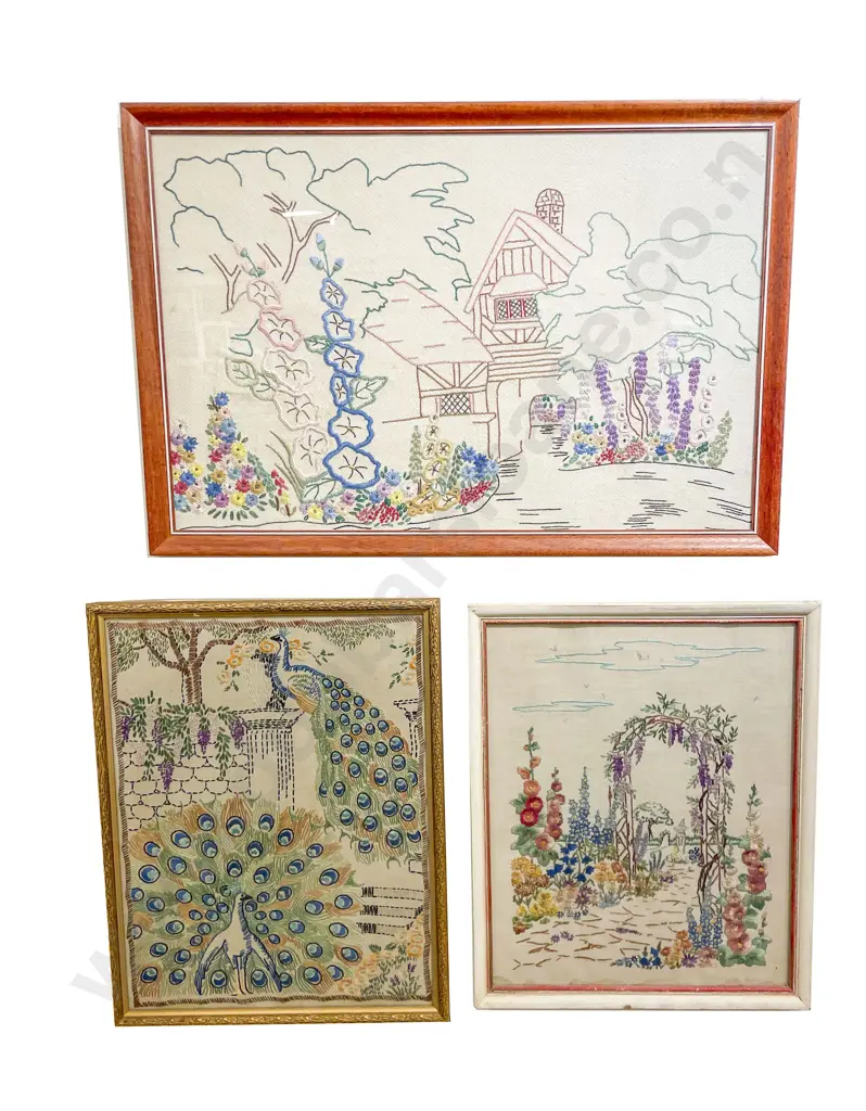 Three Assorted Framed Textile Works Image 1++