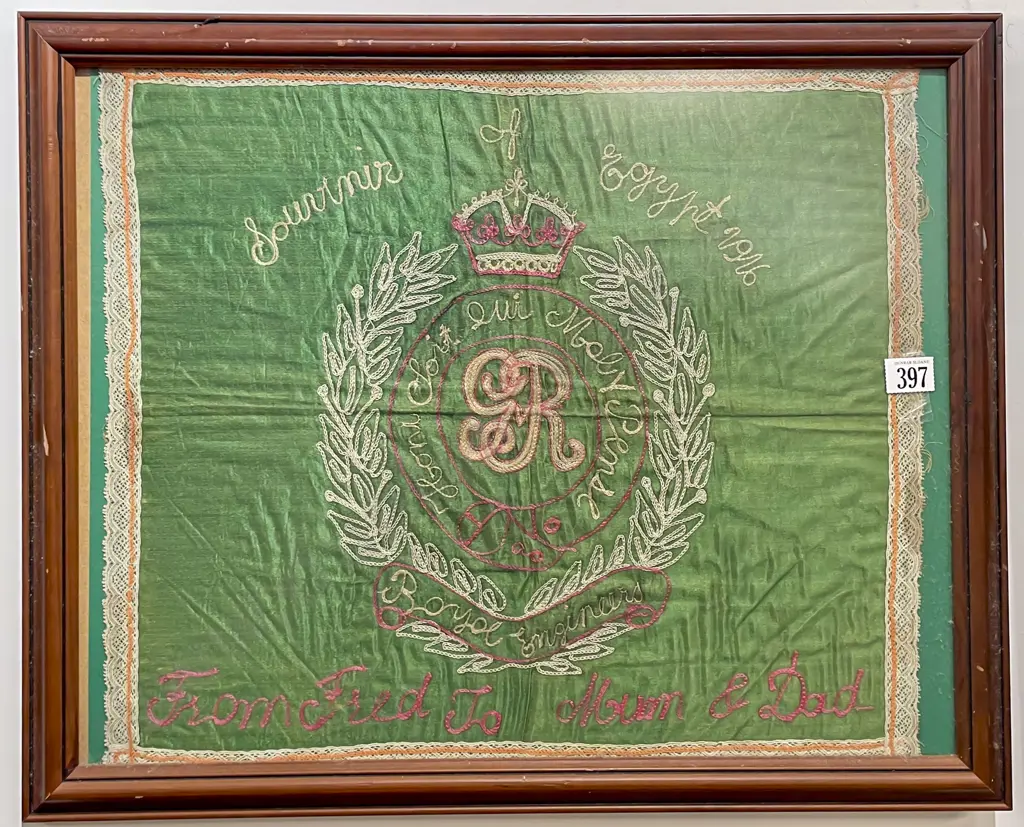 Framed Souvenir of Egypt Embroidery 1916 Image 1++