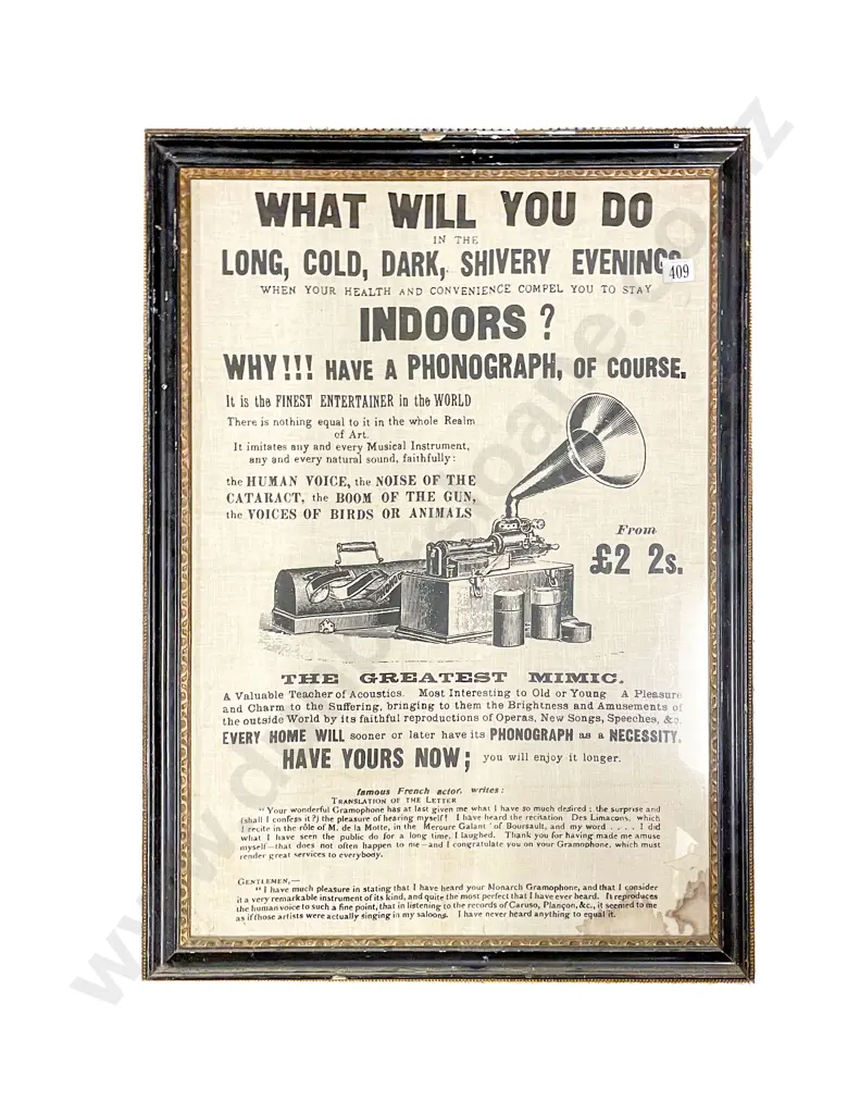 Framed Phonograph Advertisement Image 1++