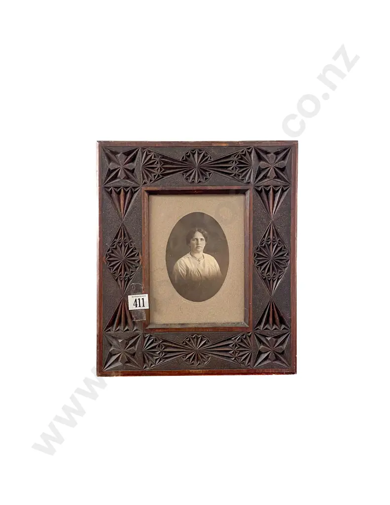 Two Colonial Carved Framed Photographs Image 1++